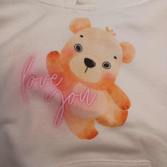 Children Hoodie. "Love You" Teddie Bear Design. Size 7 - 8 - Picture 10 of 13